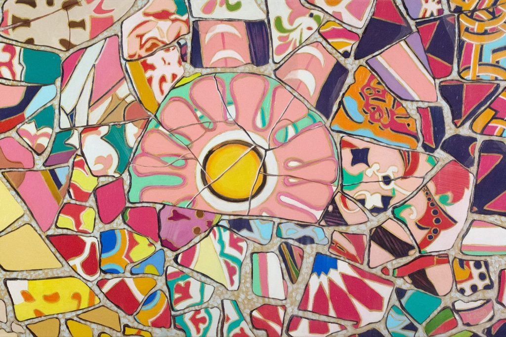 Oil painting Gaudi park guell mosaic pattern - Yue Zeng Art Studio